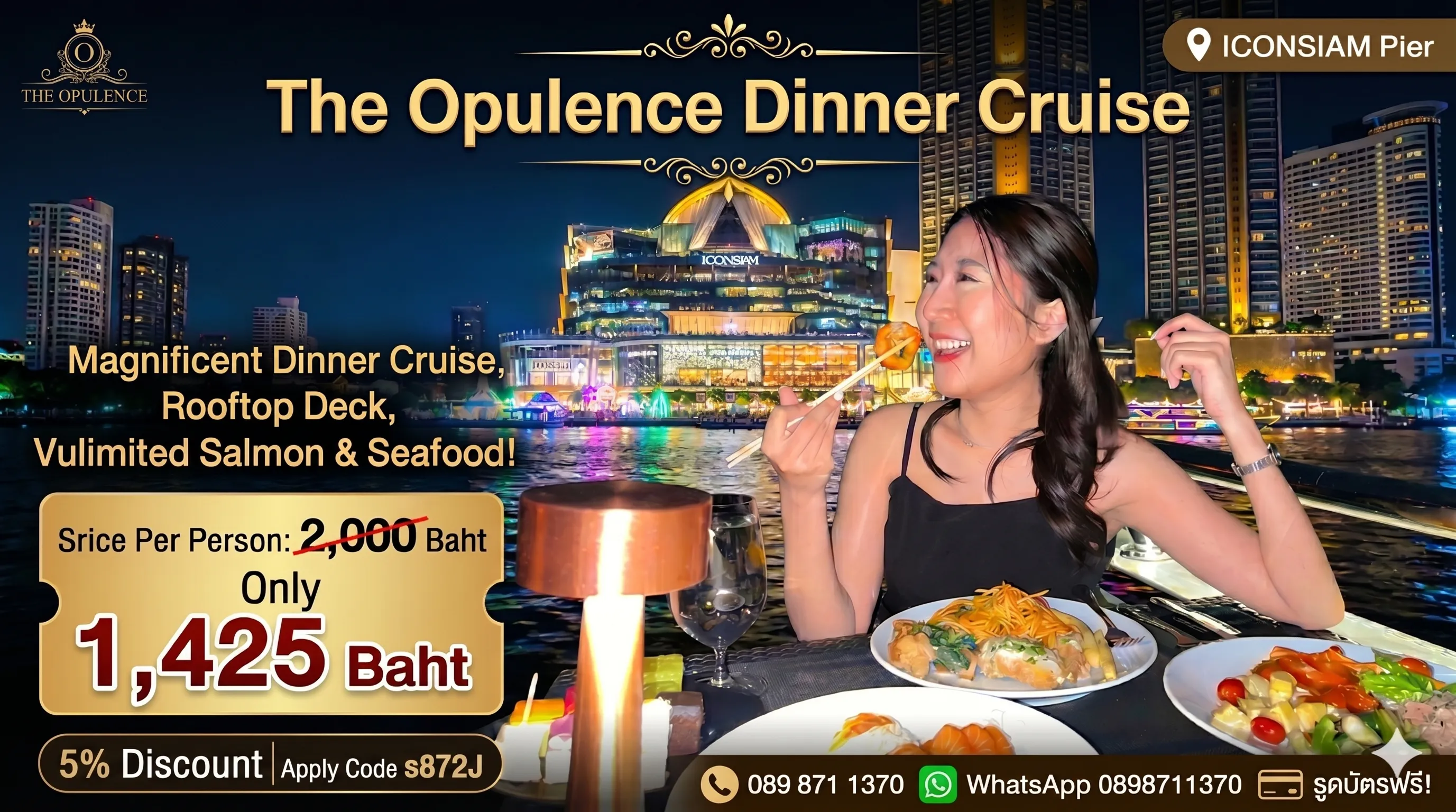 Dinner cruise in Bangkok with The Opulence tickets and discount price